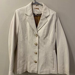 Wilson Genuine Leather White Cream Button Up Jacket Size Medium